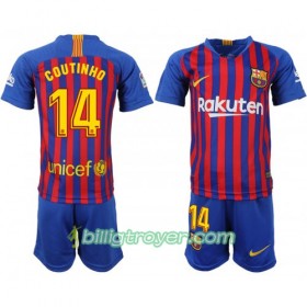 Billige Fotballdrakter FC Barcelona Coutinho 14 Barn Hjemmedraktsett 2018/19 Kortermet